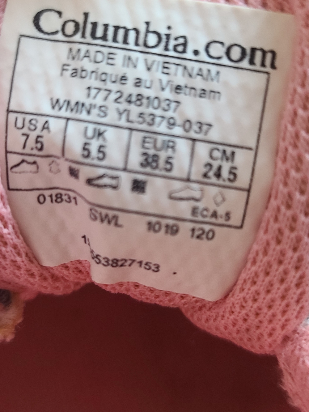 Columbia Women's Grey + Pink Hiking Shoes - Picture 5 of 5